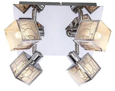 4 Way Luxury  Ceiling Light Square Shades Spotlight Fitting Interior Chrome • £19.99