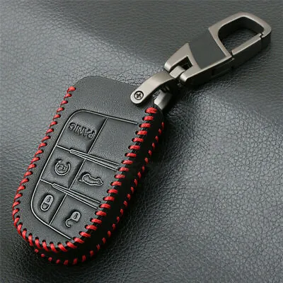 Red Remote Key Fob Leather Cover For Jeep Grand Cherokee Chrysler Dodge Fiat • $8.25