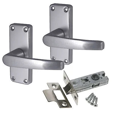 £9.98 • Buy Budget Internal / External Door Handle Set Lever On Backplate - Satin Aluminium