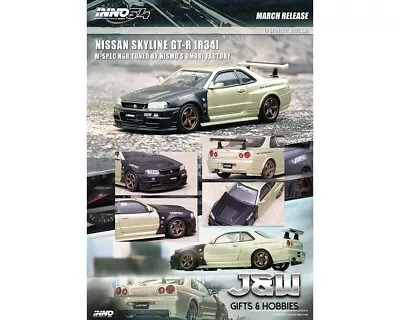 Inno64 Nissan Skyline GT-R R34 M Spec Nur Tuned By Nismo Omori Factory 1/64 • $27.99