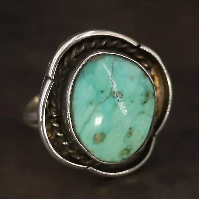 VTG Sterling Silver - NAVAJO Turquoise Braided Ring Size 7 - 5.5g • $9.02