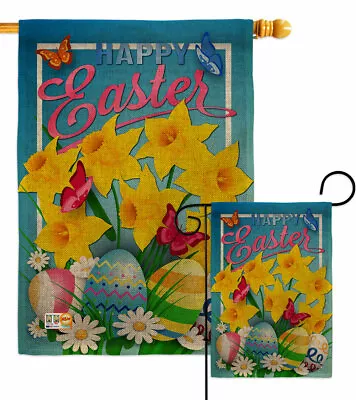 Daffodils Easter Burlap Garden Flag Springtime Decorative Gift Yard House Banner • $73.95
