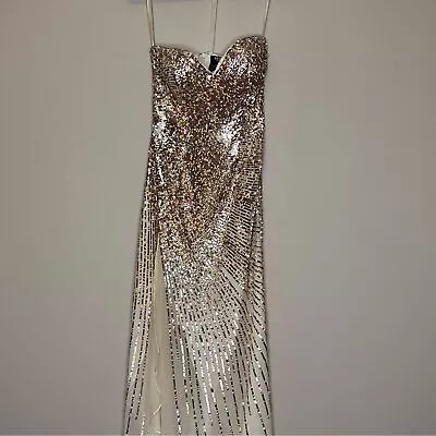 Terani Couture Prom Pageant Dress Sequined Rainbow White Multicolored Size 0 • $65