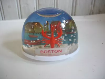 Vintage  Boston LOBSTER Snowglobe Snowdome Plastic Souvenir TRUE LIES Hong Kong • $17.82