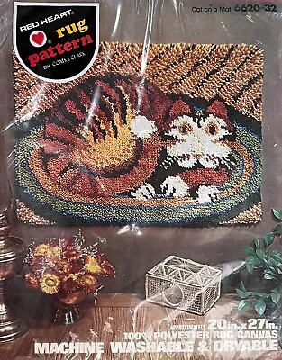 $20.95 • Buy Vintage NOS: Red Heart  CAT ON A MAT  Latch Hook Rug Canvas 20x27  6620-32