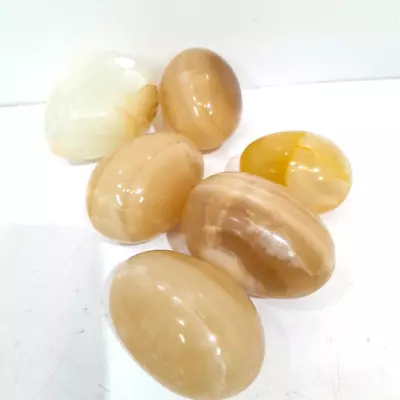 LRG Stone Eggs Vintage  X 6 Orange Aventurine Agate Translucent Strata  Polished • £32.99