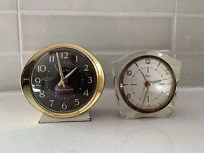 Vintage Lot Of 2 Small Alarm Clocks Baby Ben Artco Luminous Lucite Not Working • $14.99