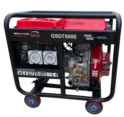 Diesel Generator 6.8KVA - Millers Falls GSD7500E RCD IP66 32AMP • $1591