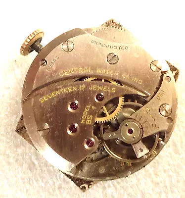 Vintage Central Wristwatch Movement 17J Men's Parts BS 1 • $29.99