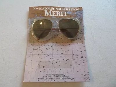 Vintage 80s Merit Cigarettes Navigator Aviator Sunglasses Tobacciana New SG1 • $18