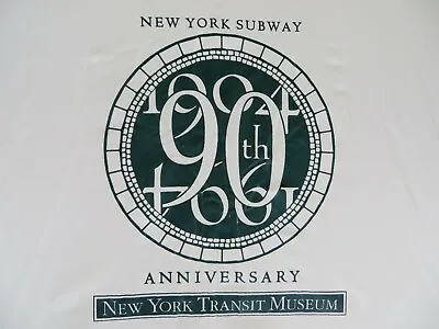 VTG NYC SUBWAY RAIN UMBRELLA 1904 90th ANNIVERSARY GREEN WHITE WOOD HANDLE • $90