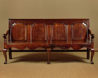 Antique Long Oak Tavern Settle C.1790 • £1345