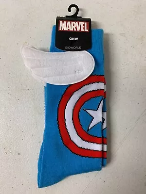 Marvel Comics Captain America Crew Sock W/Wings Size 10-13 Bioworld NWT  • $11.99