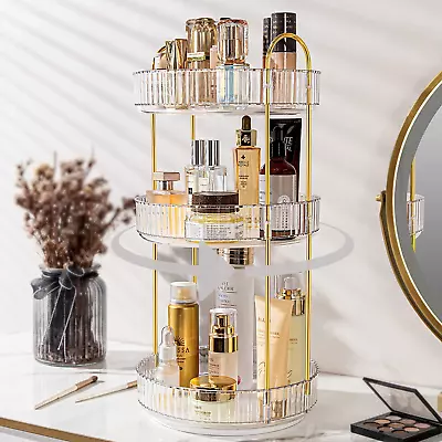 3 Tiers 360 Rotating Makeup Organizer Vanity Bathroom Counter Top Organizer Case • $20.45