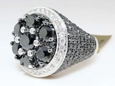 Lab Created 4.00Ct Round Onyx White Diamond Men's Pinky Ring 925 Silver • $130.50