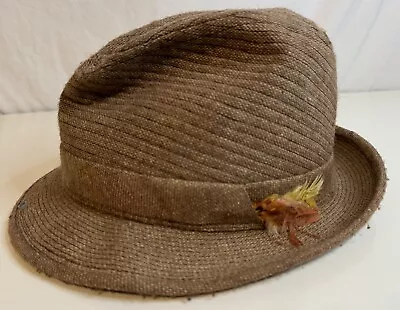 Dobbs 5th Avenue New York 1970’s Wool Feather Fedora Hat Vintage Mens Size 7 3/8 • $25