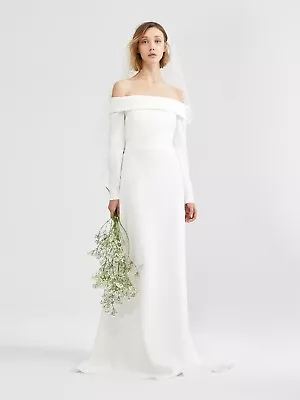 £1580 MAX MARA  Bridal  Fucino Off-Shoulder Cady Gown - 46 IT / 14 UK • $262.12