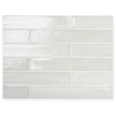 Glass Subway Tile 2 X12  Handmade RARE Swirl Sonoma Tilemakers White Gloss • $4