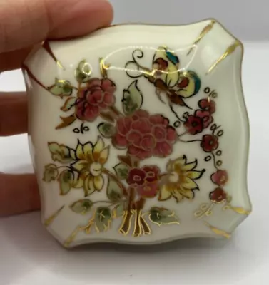 $12 • Buy Vintage Zsolnay Hungary Porcelain Hand-Painted Butterfly Lidded Trinket Box