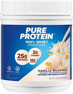 Pure Protein Powder - Whey High Protein Low Sugar Gluten-Free Vanilla Cream  • $25.21