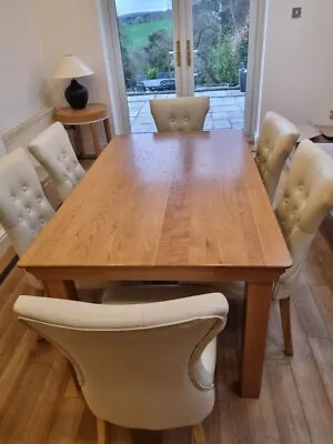 Oak Dining Table And 6 Cream Chairs • £350