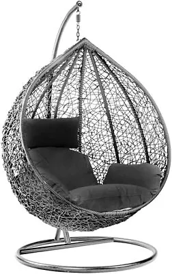 Hanging Egg Chair Rattan Outdoor Indoor Patio Garden Swing Chairs With Cushion • £169.69