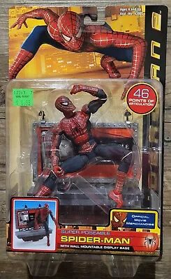 2004 NEW & SEALED Spider-Man 2 Super Poseable Spider-Man W/Wall Display Base • $61