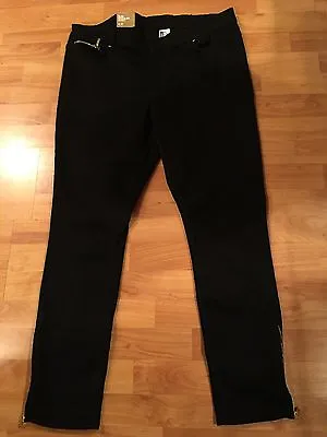 H&M Denim Jeans Pants With Zipper Legs Waist 20 Black Slim Regular New With Tags • $29.99
