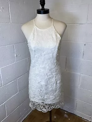 C. Luce White Sequin Minidress Bridal Sparkle Med Party Dress E6 • $16.98