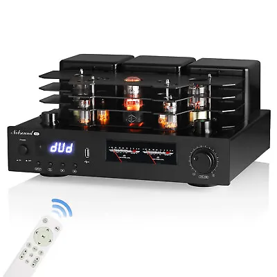 HiFi Bluetooth Valve Tube Amplifier Stereo Power Amp U-disk/OPT/COAX W/VU Meter • £299.99