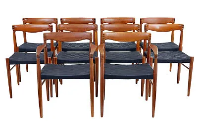 Set Of 10 Mid Century Teak Dining Chairs By Bramin • $7180.35