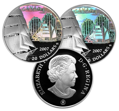 $59 • Buy CANADA $20 2007 Silver 1oz. Proof 'Tall Ships - Brigantine' Hologram Box/CoA