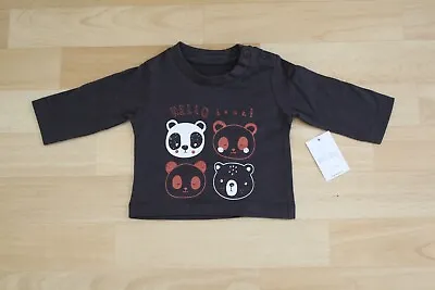 New With Tags Baby Boys Long Sleeve Grey Panda Bear T-Shirt Age Newborn  • £2