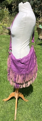 £10 • Buy Topshop Massive Purple Leather Fringed Festival Bag