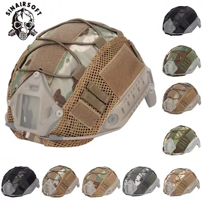 Tactical Military Helmet Cover W/ Mesh For Airsoft Hunting Fast Helmet Headwear • £10.40