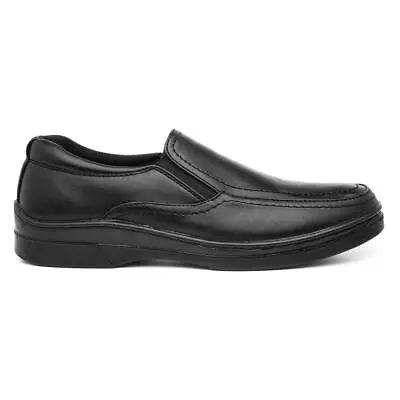 Hobos Mens Shoes Black Adults Slip On Side Twin Gusset Ons Loafer Elastic SIZE • £14.99