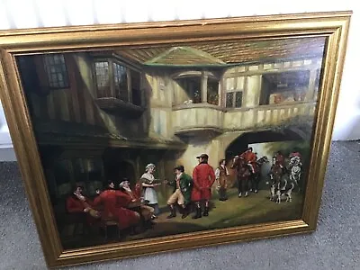 Original 20th Century  Oil Painting Showing Hunters Meeting Before The Hunt • £75