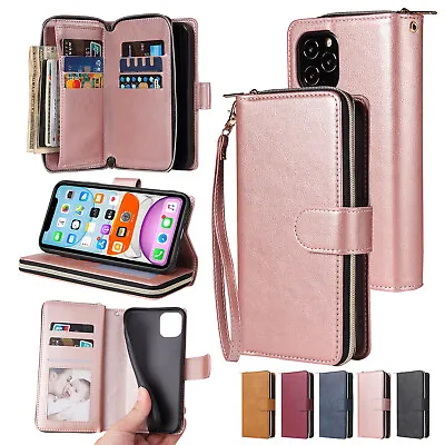 $13.99 • Buy For IPhone 14 13 Pro Max 12 11 X XS 87 Zipper Purse Card Wallet Bag Leather Case