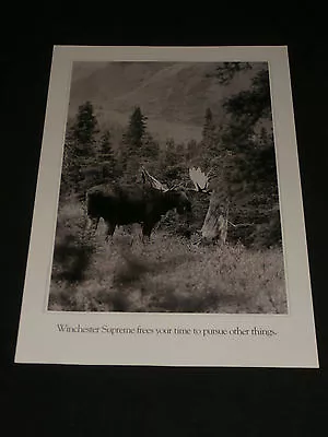 1988 Vintage Winchester Supreme Black & White Advertising Poster Moose Hunting • $14.95