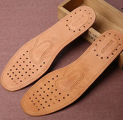 2 Pairs Genuine Leather Insoles Men Shoe Inserts Boot Repair Replace Comfort Pad • $9.90