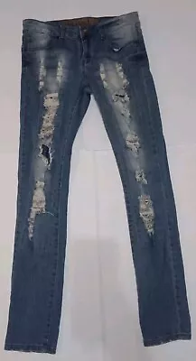 Women Jeans V.I.p Jeans Size 7/8 Regular Ripped & Distressed Blue Low Rise  • $21.99