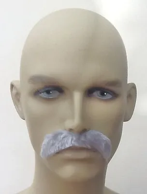 GREY DROOP STYLE SELF ADHESVE FANCY DRESS MOUSTACHE. UK NEXT DAY DISPATCh • £1.43