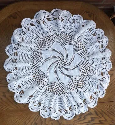 Hand Crochet White Baby Shawl 45” NEW • £22