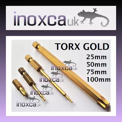 Torx Screwdriver Insert Bit Gold No Hole T6 T7 T8 T9 T10 T15 T20 T25 T27 T30 T40 • £3.71