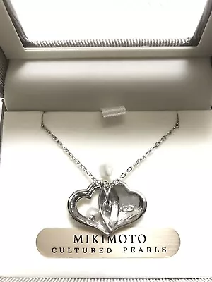 MIKIMOTO Necklace Akoya Pearl Heart Silver 925 With Box Japan Authentic Pendant • $139