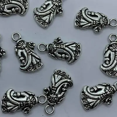 Tibetan Silver Charms Traditional Father Christmas Santa 22mm X 13mm 10pcs X39 • £2.50