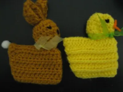 Cute 2  Easter Theme Knit Egg Cosy   Yellow Chicken And  Brown Rabbit • £1.99