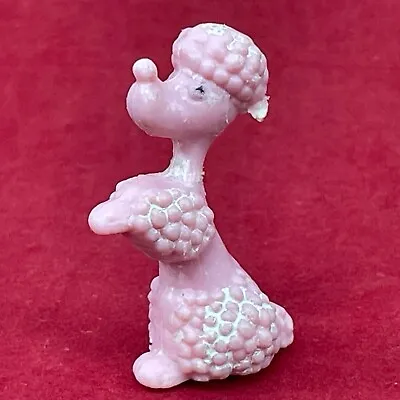 Vintage Sitting Pink & White Poodle Dog 1.75  Tall With Condition Issues • $3