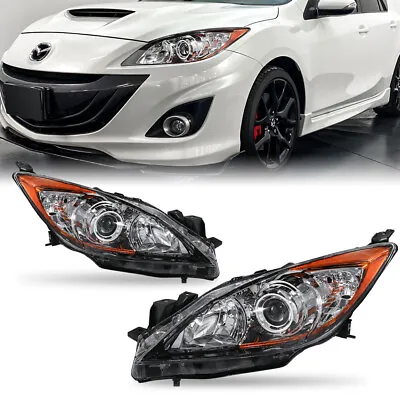Pair LH+RH Chrome Headlights Front Lamp Clear Lens For 2010-2013 Mazda 3 Sport • $105.89