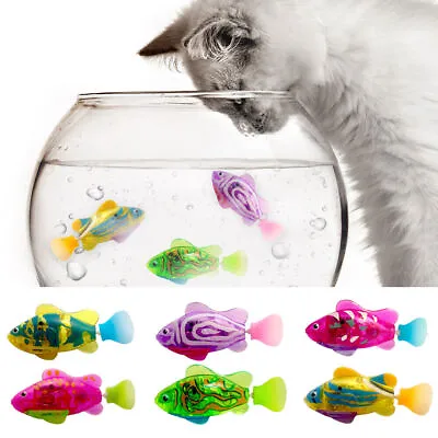 $6.47 • Buy Electric Fish Cat Interactive Toy With Light Water Swimming Robot Fish Pet Toy